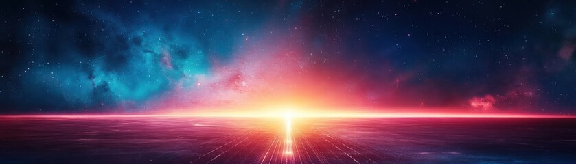 Aufkleber - Vibrant Cosmic Scene Featuring a Bright Orange and Blue Nebula Illuminating the Deep Dark Space with Stunning Celestial Colors and Ethereal Beauty