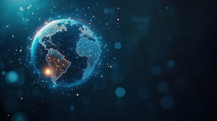 Aufkleber - Earth Surrounded by a Radiant Blue Aura Illuminating the Vastness of Space Creating a Captivating and Ethereal Cosmic Scene Full of Wonder