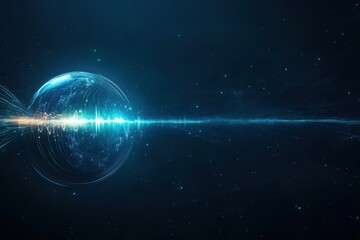 Poster - Illuminated Sphere Radiating Soft Light in a Darkened Space Creating an Enigmatic and Ethereal Atmosphere Inviting Contemplation and Wonder
