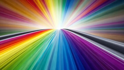 Wall Mural - colorful rays of light burst through a vibrant rainbow tunnel in an abstract representation of movem