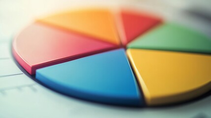 Poster - A macro shot of a pie chart in a presentation slide, capturing the distinct slices and their labels with a professional backdrop.