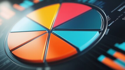 Poster - Close-up of a D pie chart with interactive elements, including hover effects and clickable segments, illustrating a sophisticated data presentation.