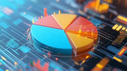 Poster - Close-up of a D pie chart with interactive elements, including hover effects and clickable segments, illustrating a sophisticated data presentation.