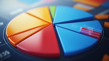 Poster - Close-up of a D pie chart with interactive elements, including hover effects and clickable segments, illustrating a sophisticated data presentation.