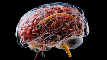 Poster - Detailed image of a human brain model with clear anatomical labeling, showcasing the various regions and their functions.