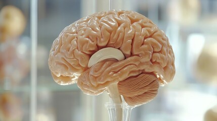 Poster - Detailed image of a human brain model with clear anatomical labeling, showcasing the various regions and their functions.