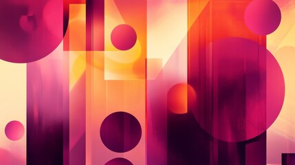Fototapete - Detailed shot of an abstract background featuring bold geometric shapes and gradients in warm tones, offering a modern and energetic visual appeal.