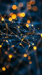 Wall Mural - abstract network design featuring glowing dots and lines in a dark background, representing technolo
