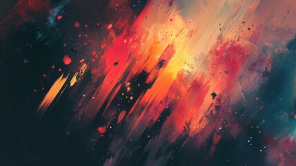 Fototapete - Detailed view of an abstract background with a mix of vibrant colors and fluid brushstrokes, capturing an artistic and dynamic visual movement.