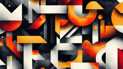 Poster - Detailed view of a digital graphic with overlapping shapes and vibrant colors, creating a sense of depth and movement for creative design projects.