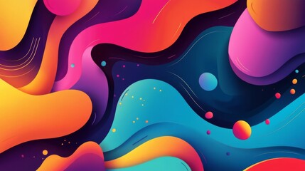 Poster - Detailed view of a digital graphic with overlapping shapes and vibrant colors, creating a sense of depth and movement for creative design projects.