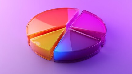 Poster - High-resolution image of a D pie chart with gradient colors and glossy finish, presenting data with a polished and eye-catching appearance.
