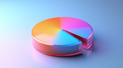 Poster - High-resolution image of a D pie chart with gradient colors and glossy finish, presenting data with a polished and eye-catching appearance.