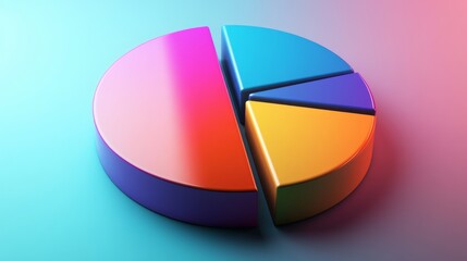 Poster - High-resolution image of a D pie chart with gradient colors and glossy finish, presenting data with a polished and eye-catching appearance.