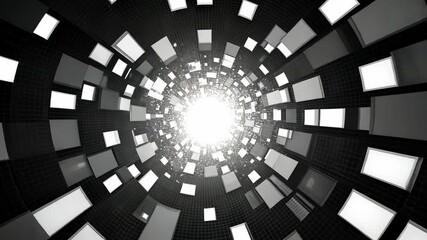 Wall Mural - Spiral tunnel of light with geometric patterns creating a captivating visual effect