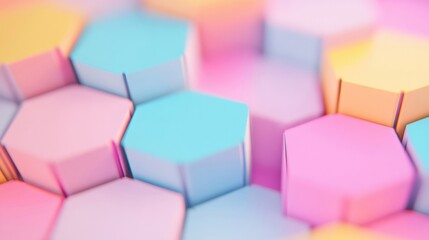Poster - visually appealing geometric hexagons display a gradient of pastel colors, creating an inviting and 