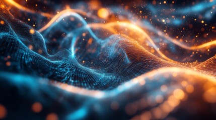 Aufkleber - Visualization of electric waves coursing through a futuristic power grid, illustrating the concept of smart cities and renewable energy systems.