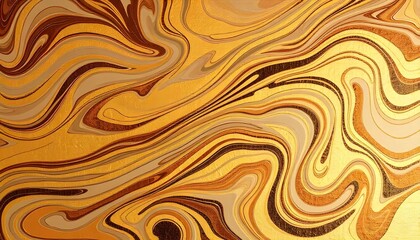 Aufkleber - An abstract composition featuring swirling patterns of gold, brown, and grey hues, blending seamlessly to create a dynamic and sophisticated visual flow