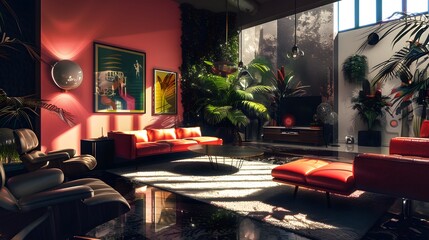 Wall Mural - Illustration of Anti-Design Modern Living Room