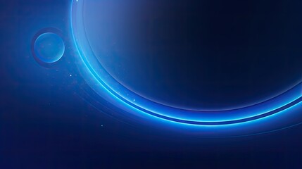 Wall Mural - A cosmic scene featuring a glowing blue planet and ring against a dark background.