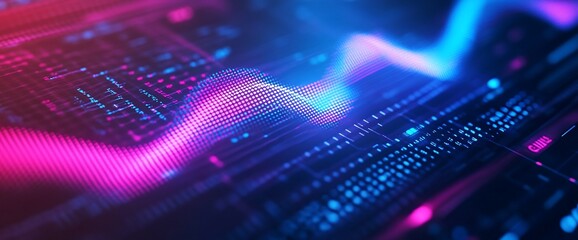 abstract digital waveform: neon hues and data visualization