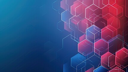 Wall Mural - abstract hexagonal pattern in red and blue tones, suitable for backgrounds or tech designs.