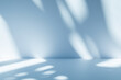 © Photo Sesaon - Wall interior background, studio and backdrops show products. with soft light shadow from window color blue and white. background for text insertion and presentation of product