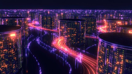 Poster - A conceptual 3D image of big data storage units connected by glowing data streams, symbolizing the vastness and importance of digital storage today