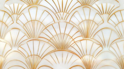 White gold art deco fan pattern wall texture background