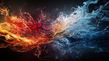 Aufkleber - Dynamic representation of emotions through warm fluid abstract art digital artwork creative environment artistic perspective