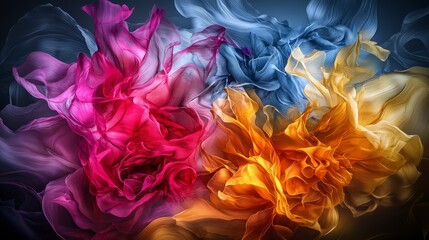 Poster - Abstract emotions in fluid art digital canvas colorful expressions contemporary style close-up view visual harmony
