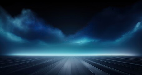 Wall Mural - A serene digital landscape featuring a horizon with ethereal clouds and a calming atmosphere.