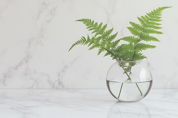 Wall Mural - Delicate Fern in a Glass Vase on Marble