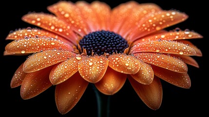 Poster - Close-up of an orange flower with water droplets