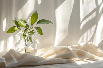 Wall Mural - Delicate Greenery in a Vase, Capturing Natural Light