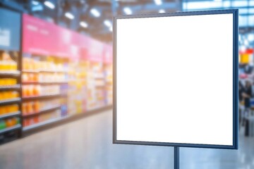 Wall Mural - Mockup advertising board in front of supermarket Blank price list board Mock up billboard for your text messege or mock up supermarket