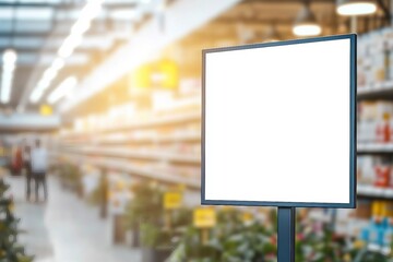 Wall Mural - Mockup advertising board in front of supermarket Blank price list board Mock up billboard for your text messege or mock up supermarket