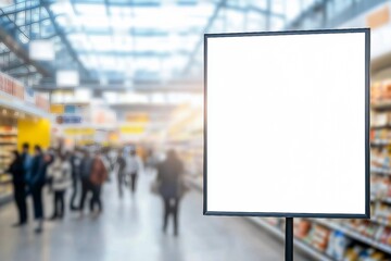 Wall Mural - Mockup advertising board in front of supermarket Blank price list board Mock up billboard for your text messege or mock up supermarket