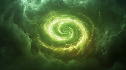 Wall Mural - green energy swirling vortex nebula cosmic abstract