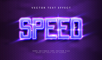 Wall Mural - 3d Purple speed editable vector text effect, suitable for modern technology concept