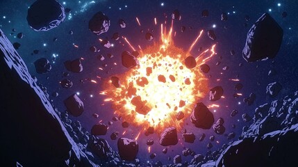 anime background of explosion in galaxy