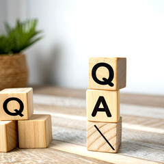 Q and A concept Q N A letters on wood blocks question photography asking education