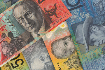 Wall Mural - Australian dollar banknotes. Foreign exchange market. Financial concept