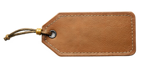 blank brown leather tag label element png