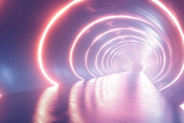 Poster - A mesmerizing tunnel illuminated by glowing lights, creating a futuristic atmosphere that invites exploration and curiosity.