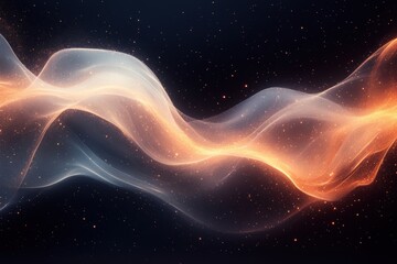 Fototapete - A mesmerizing wave of ethereal colors flows seamlessly across a dark backdrop, illustrating the beauty of light and movement in a digital space.