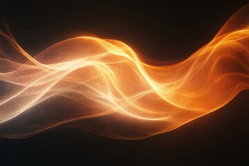 Leinwandbilder - A mesmerizing wave of light flows elegantly in shades of orange and white, creating a dynamic and vibrant visual effect against a dark background.