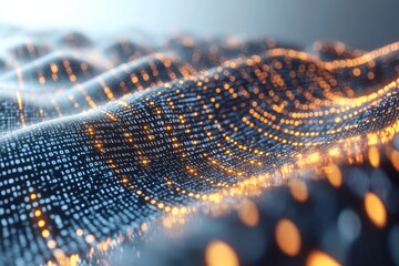 Leinwandbilder - Abstract representation of digital waves, showcasing glowing data points and intricate patterns that symbolize the flow of information and connectivity.