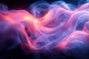 Poster - Vibrant abstract swirl of colorful smoke, featuring hues of pink and blue intertwined, creating a dynamic and ethereal background for various designs.