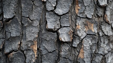 Wall Mural - Gray Tree Bark Texture with Deep Cracks